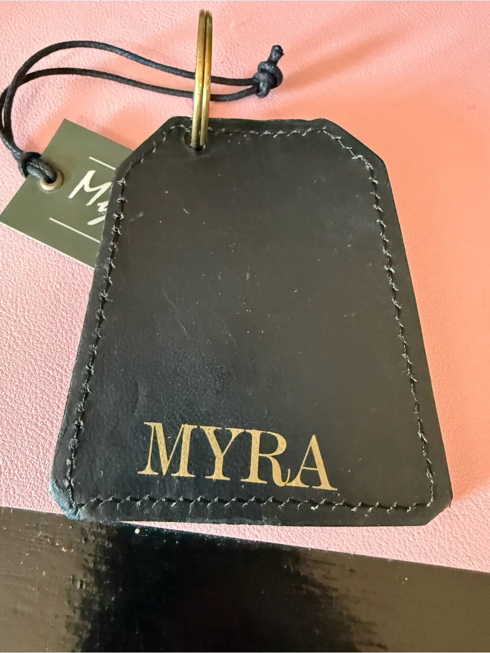 Myra Bag Brown Leather Tooled Key & Card Holder with Natural Hair-On Accents